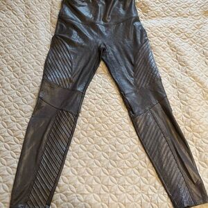 Spanx Black Faux Leather Moto Leggings